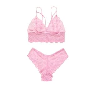 Pink Mesh Lingerie Set: Bra and Panties