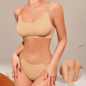 High Stretchy Straps 2 Piece Seamless Bra and Panty Set Custom Logo Smooth Wireless Laser Cut Bra & Brief Sets